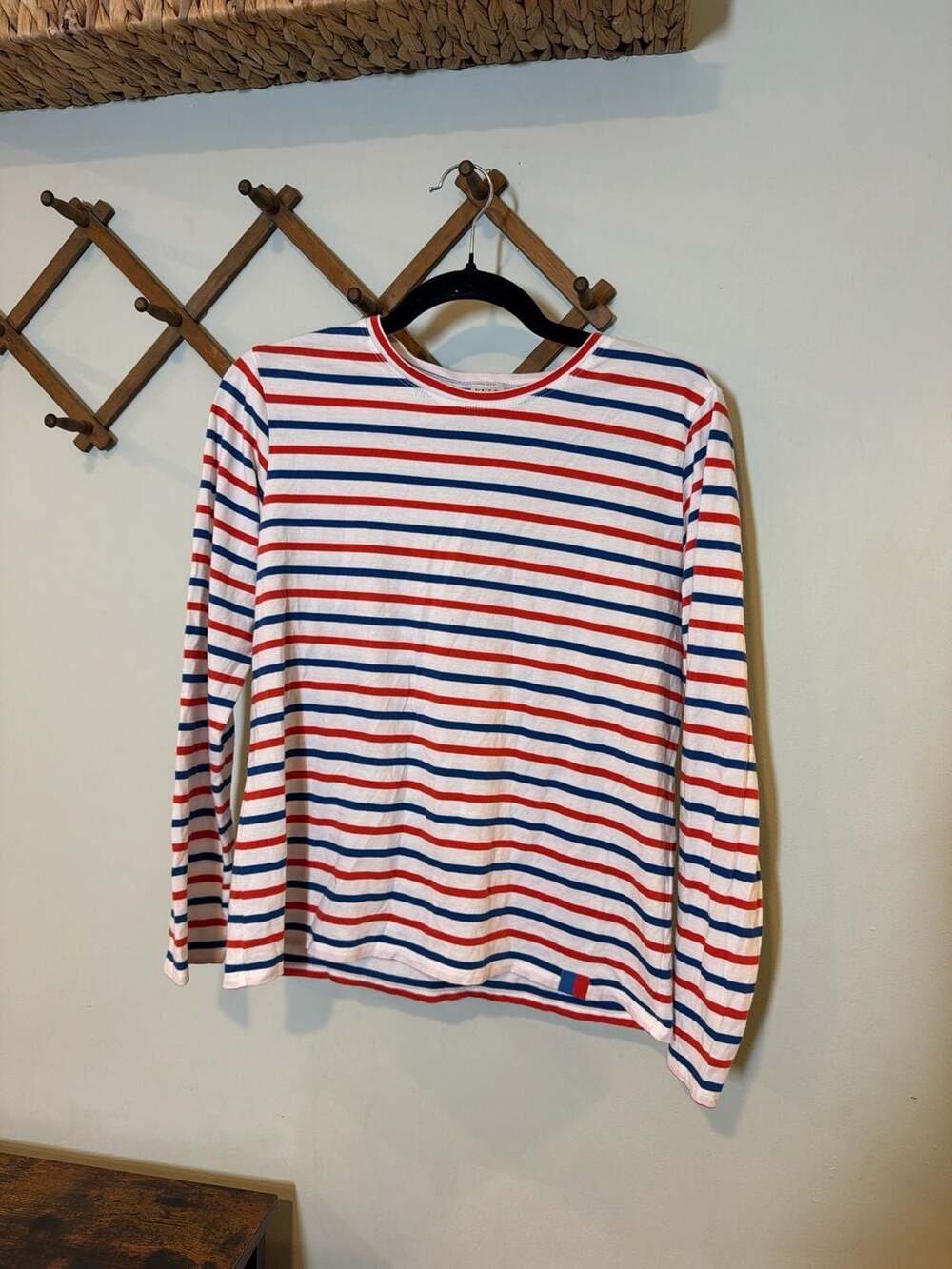 Kule The Modern Long Sleeve Striped Tee Red White Blue Size S